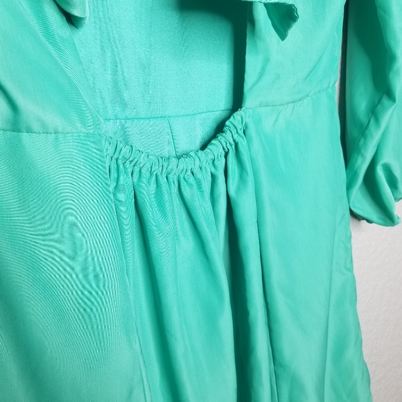 Altar'd State Bow Mini Dress Pleated Peacock Green - Picture 6 of 8